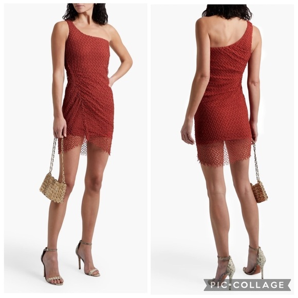 IRO Dresses & Skirts - NWT New IRO Juney Brick Red One-Shoulder Mini Bodycon Dress sz 34 / XS